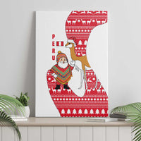 Peru Christmas Canvas Wall Art with Santa Claus Vicuña Andean Poncho and Red Festive Pattern Design - Wonder Print Shop