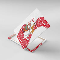 Peru Christmas Canvas Wall Art with Santa Claus Vicuña Andean Poncho and Red Festive Pattern Design - Wonder Print Shop