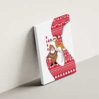 Peru Christmas Canvas Wall Art with Santa Claus Vicuña Andean Poncho and Red Festive Pattern Design - Wonder Print Shop