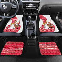Peru Christmas Car Mats with Santa Claus Vicuña Andean Poncho and Red Festive Pattern Design - Wonder Print Shop