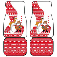 Peru Christmas Car Mats with Santa Claus Vicuña Andean Poncho and Red Festive Pattern Design - Wonder Print Shop