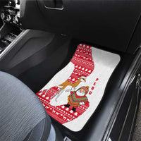 Peru Christmas Car Mats with Santa Claus Vicuña Andean Poncho and Red Festive Pattern Design - Wonder Print Shop