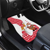 Peru Christmas Car Mats with Santa Claus Vicuña Andean Poncho and Red Festive Pattern Design - Wonder Print Shop