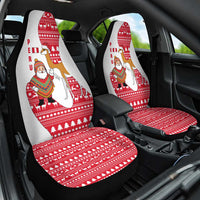 Peru Christmas Car Seat Cover with Santa Claus Vicuña Andean Poncho and Red Festive Pattern Design - Wonder Print Shop