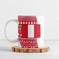 Peru Christmas Ceramic Mug with Santa Claus Vicuña Andean Poncho and Red Festive Pattern Design - Wonder Print Shop