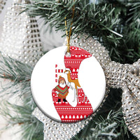 Peru Christmas Ceramic Ornament with Santa Claus Vicuña Andean Poncho and Red Festive Pattern Design - Wonder Print Shop