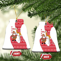 Peru Christmas Ceramic Ornament with Santa Claus Vicuña Andean Poncho and Red Festive Pattern Design - Wonder Print Shop
