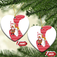 Peru Christmas Ceramic Ornament with Santa Claus Vicuña Andean Poncho and Red Festive Pattern Design - Wonder Print Shop