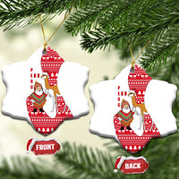 Peru Christmas Ceramic Ornament with Santa Claus Vicuña Andean Poncho and Red Festive Pattern Design - Wonder Print Shop