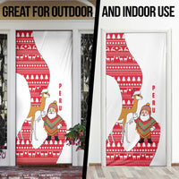 Peru Christmas Door Cover with Santa Claus Vicuña Andean Poncho and Red Festive Pattern Design - Wonder Print Shop