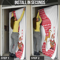 Peru Christmas Door Cover with Santa Claus Vicuña Andean Poncho and Red Festive Pattern Design - Wonder Print Shop