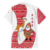Peru Christmas Family Matching Off Shoulder Maxi Dress and Hawaiian Shirt with Santa Claus Vicuña Andean Poncho and Red Festive Pattern Design - Wonder Print Shop