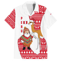 Peru Christmas Family Matching Puletasi and Hawaiian Shirt with Santa Claus Vicuña Andean Poncho and Red Festive Pattern Design - Wonder Print Shop