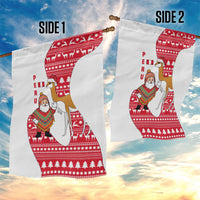 Peru Christmas Garden Flag with Santa Claus Vicuña Andean Poncho and Red Festive Pattern Design - Wonder Print Shop