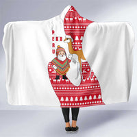 Peru Christmas Hooded Blanket with Santa Claus Vicuña Andean Poncho and Red Festive Pattern Design - Wonder Print Shop