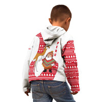 Peru Christmas Kid Hoodie with Santa Claus Vicuña Andean Poncho and Red Festive Pattern Design - Wonder Print Shop