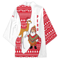 Peru Christmas Kimono with Santa Claus Vicuña Andean Poncho and Red Festive Pattern Design - Wonder Print Shop