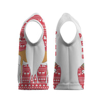 Peru Christmas Knitted V-Neck Vest with Santa Claus Vicuña Andean Poncho and Red Festive Pattern Design - Wonder Print Shop