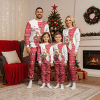 Peru Christmas Pajama Set with Santa Claus Vicuña Andean Poncho and Red Festive Pattern Design - Wonder Print Shop