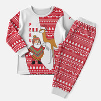 Peru Christmas Pajama Set with Santa Claus Vicuña Andean Poncho and Red Festive Pattern Design - Wonder Print Shop