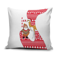 Peru Christmas Pillow Cover with Santa Claus Vicuña Andean Poncho and Red Festive Pattern Design - Wonder Print Shop