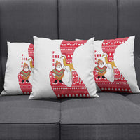 Peru Christmas Pillow Cover with Santa Claus Vicuña Andean Poncho and Red Festive Pattern Design - Wonder Print Shop