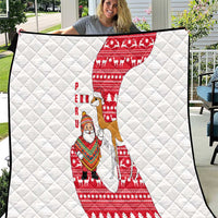 Peru Christmas Quilt with Santa Claus Vicuña Andean Poncho and Red Festive Pattern Design - Wonder Print Shop