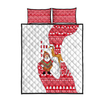 Peru Christmas Quilt Bed Set with Santa Claus Vicuña Andean Poncho and Red Festive Pattern Design - Wonder Print Shop