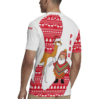 Peru Christmas Rugby Jersey with Santa Claus Vicuña Andean Poncho and Red Festive Pattern Design - Wonder Print Shop