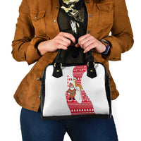 Peru Christmas Shoulder Handbag with Santa Claus Vicuña Andean Poncho and Red Festive Pattern Design - Wonder Print Shop