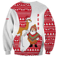 Peru Christmas Sweatshirt with Santa Claus Vicuña Andean Poncho and Red Festive Pattern Design - Wonder Print Shop