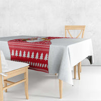 Peru Christmas Tablecloth with Santa Claus Vicuña Andean Poncho and Red Festive Pattern Design - Wonder Print Shop