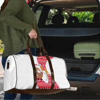 Peru Christmas Travel Bag with Santa Claus Vicuña Andean Poncho and Red Festive Pattern Design - Wonder Print Shop