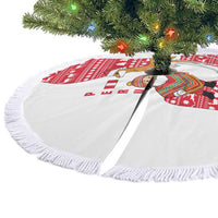 Peru Christmas Tree Skirt with Santa Claus Vicuña Andean Poncho and Red Festive Pattern Design - Wonder Print Shop