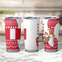 Peru Christmas Tumbler Cup with Santa Claus Vicuña Andean Poncho and Red Festive Pattern Design - Wonder Print Shop