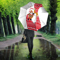 Peru Christmas Umbrella with Santa Claus Vicuña Andean Poncho and Red Festive Pattern Design - Wonder Print Shop