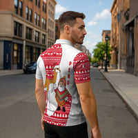 Peru Christmas Zipper Polo Shirt with Santa Claus Vicuña Andean Poncho and Red Festive Pattern Design - Wonder Print Shop