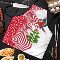 Peru Christmas Apron with Santa Macaw Cantuta Flower Red Swirl Pattern and Festive Design - Wonder Print Shop