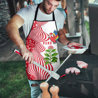 Peru Christmas Apron with Santa Macaw Cantuta Flower Red Swirl Pattern and Festive Design - Wonder Print Shop