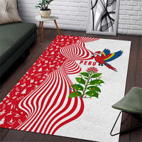 Peru Christmas Area Rug with Santa Macaw Cantuta Flower Red Swirl Pattern and Festive Design - Wonder Print Shop