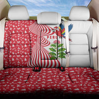 Peru Christmas Back Car Seat Cover with Santa Macaw Cantuta Flower Red Swirl Pattern and Festive Design - Wonder Print Shop