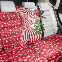 Peru Christmas Back Car Seat Cover with Santa Macaw Cantuta Flower Red Swirl Pattern and Festive Design - Wonder Print Shop