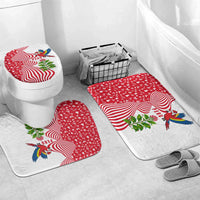 Peru Christmas Bathroom Set with Santa Macaw Cantuta Flower Red Swirl Pattern and Festive Design - Wonder Print Shop