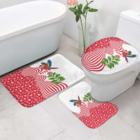 Peru Christmas Bathroom Set with Santa Macaw Cantuta Flower Red Swirl Pattern and Festive Design - Wonder Print Shop
