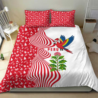 Peru Christmas Bedding Set with Santa Macaw Cantuta Flower Red Swirl Pattern and Festive Design - Wonder Print Shop