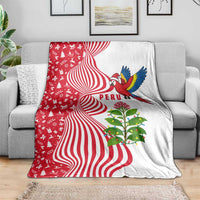 Peru Christmas Blanket with Santa Macaw Cantuta Flower Red Swirl Pattern and Festive Design - Wonder Print Shop
