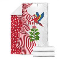 Peru Christmas Blanket with Santa Macaw Cantuta Flower Red Swirl Pattern and Festive Design - Wonder Print Shop