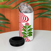 Peru Christmas 4 in 1 Can Cooler Tumbler with Santa Macaw Cantuta Flower Red Swirl Pattern and Festive Design - Wonder Print Shop