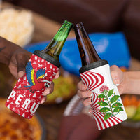 Peru Christmas 4 in 1 Can Cooler Tumbler with Santa Macaw Cantuta Flower Red Swirl Pattern and Festive Design - Wonder Print Shop