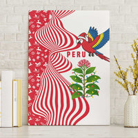 Peru Christmas Canvas Wall Art with Santa Macaw Cantuta Flower Red Swirl Pattern and Festive Design - Wonder Print Shop